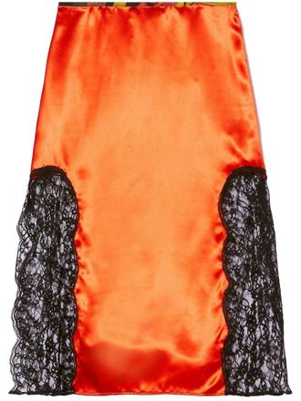 Pucci lace-embroidered midi skirt - women - Viscose - L - Orange