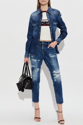 Dsquared2 Top With Z Logo, Womens, Cream