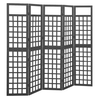 vidaXL Vidaxl - Biombo/enrejado De 5 Paneles Madera De Abeto Negro 201,5x180 Cm