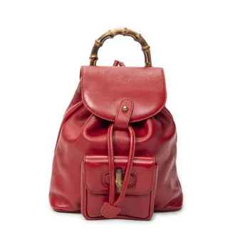 Gucci Pre-owned Womens Mini Bamboo Backpack - Red - One Size