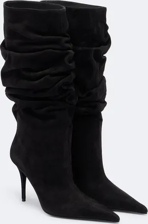 Amina Muaddi Anok suede mid-calf boots