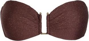 Change of Scenery Gina U-Bar Bandeau Bikini Top in Cacao/gold Metallic at Nordstrom, Size Small