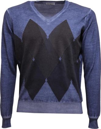 KANGRA Katoenen trui 2Ek 20120214090 Stijl - Heren - V-hals truien - Blauw - M - Katoen - Truien & Vesten