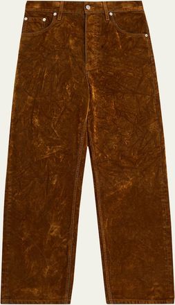 Dries Van Noten Mens Pine Straight-Fit Flocked Denim Jeans