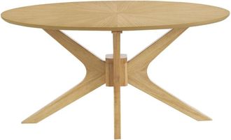 Miliboo Mesa De Centro Ovalada Madera Clara Roble L90 Cm Dielli