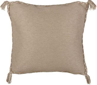 Beliani Coj&iacute;n De Yute Con Funda Extra&iacute;ble Con Borde Trenzado 45 X 45 Cm Beige Erigeron