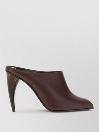 Alexander McQueen leather mules cone heel peep toe design