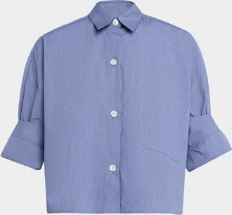 TWP Next Ex Cropped Shirt in Cotton Poplin