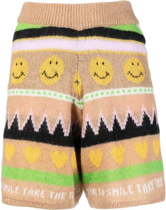Joshua Sanders Landscape knitted shorts - women - Kid Mohair/Polyamide/Acrylic - M - Brown