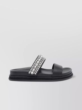 Jimmy Choo London crystal embellished leather flat sandals