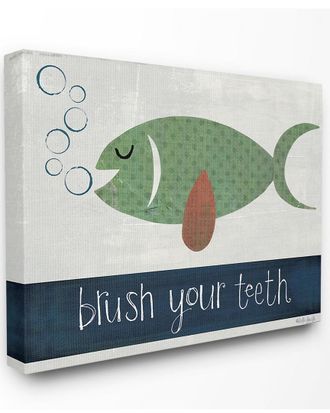 Stupell Industries Brush Your Teeth Fish By Katie Doucette Canvas Art