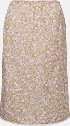 Prada Gonna midi in Re-Nylon con stampa floreale e pizzo