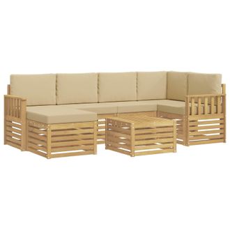 vidaXL Conjunto De Sof&aacute;s De Exterior 7 Pcs Y Beige 59 X 59 X 37 Cm Vidaxl