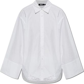 Rotate Oversized Shirt - Dames - Overhemden - Wit - XS - Katoen - Overhemden