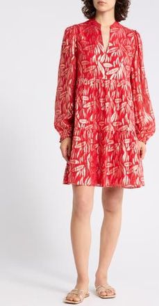 Lilly Pulitzer Cornellia Long Sleeve Silk Blend Babydoll Dress in Cranberry Red at Nordstrom Rack, Size 10