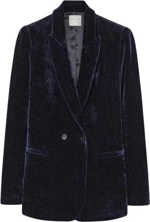 Forte_Forte Dubbelzijdig fluwelen blazer - Dames - Blazers - Blauw - XS - Jassen