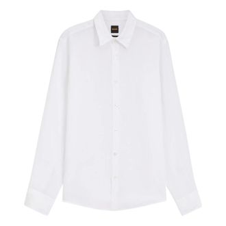 HUGO BOSS Relegant 6 Linnen Shirt - Heren - Zakelijke Overhemden - Wit - 2XL - Linnen - Overhemden