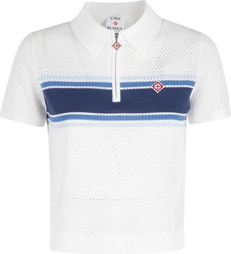 Casablanca Mesh Stripe Top - Dames - Polos - Wit - S - Katoen - Tops