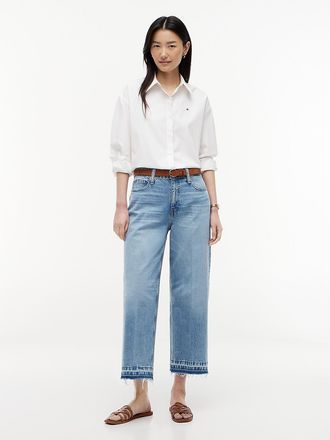 Tommy Hilfiger Womens High-Rise Cropped Wide Leg Jean - Medium Wash - 10