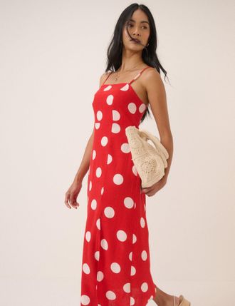 Nobody's Child Red Polka Dot Maddy Midi Dress