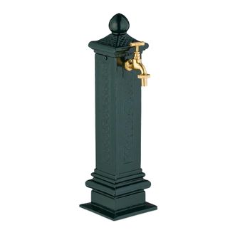 Relaxdays Relaxdays Fuente De Pie Antigua, Con Grifo, 47 X 14 X 18,5 Cm, Bebedero De Jard&iacute;n, Terraza, Aluminio Fundido, Verde