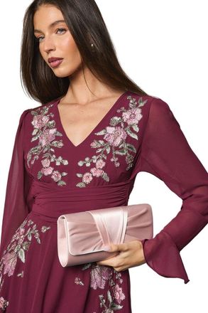 Coast Emma Satin Detail Chain Clutch Bag, One Size, blush