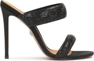 Kazar Muiltjes op een slanke stilettohak met kristallen - Dames - Muiltjes - Zwart - 35 EU - Leer - Schoenen