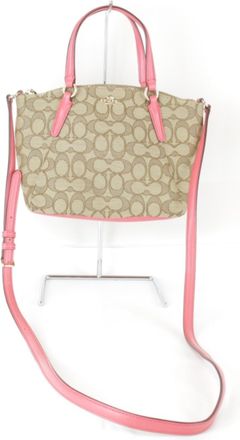 Coach pink Canvas Leather Shoulder Bag (Pre-Owned)