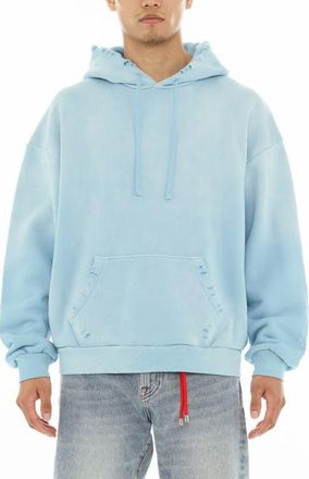 Cult of Individuality Core Distressed French Terry Pullover Hoodie in Blue Glow at Nordstrom, Size Xx-Large