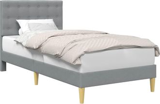 vidaXL Estructura De Cama Con Cabecera Gris Claro 100 X 200 Cm Tela Vidaxl