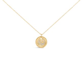 House of Brilliance 10K Yellow Gold Diamond Accent Crescent Moon Pendant Necklace