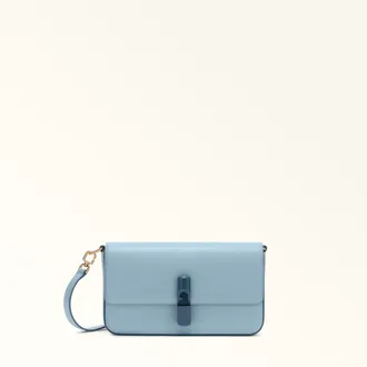 Furla Iride Crossbody S Carta Da Zucchero Blue Textured Leather Woman