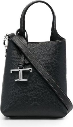 Tod's Zwarte Gehamerde Leren Handtas - Dames - Handtassen - Zwart - ONE Size - Leer - Tassen