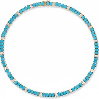 Liv Oliver 18k Gold Turquoise Tennis Necklace