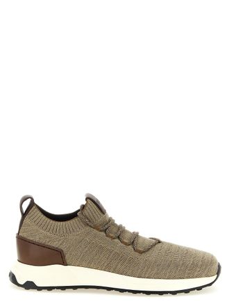 Tod's Knit Technical Fabric with Leather Inserts Sneakers - Beige