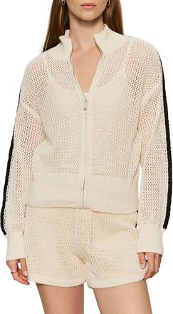 Sanctuary Open Stitch Track Jacket in Collagen White/Black at Nordstrom, Size X-Small