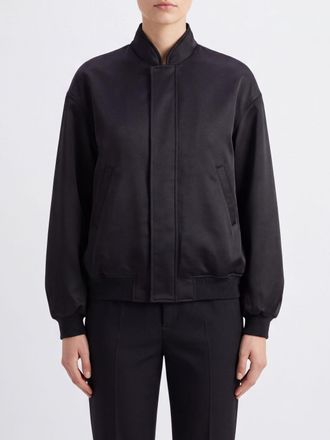 Federica Tosi Satin Bomber Jacket with Concealed Fastening and Dropped Shoulders