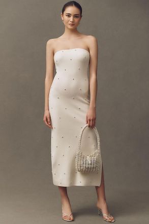 endless rose Strapless Pearl Midi Dress
