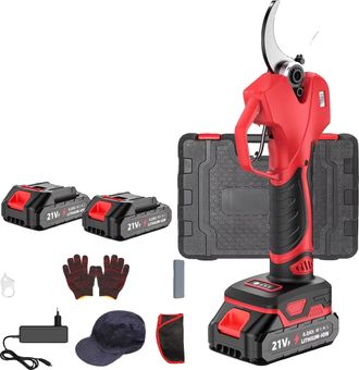 OEM Podadora El&eacute;ctrica Inal&aacute;mbrica, Dise&ntilde;o Ligero, Motor Sin Escobillas, Color Rojo, Incluye 2 Bater&iacute;as