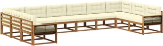 vidaXL Conjunto De Sof&aacute;s De Exterior 10 Uds. Natural Y Crema Vidaxl