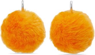Marni pom-pom drop earrings - women - Calf Hair - One Size - Orange
