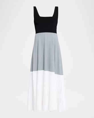 Maria McManus Color Block Square-Neck Midi Dress