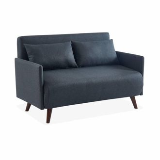Sweeek Sof&aacute; cama con patas de madera de 2 plazas, gris oscuro