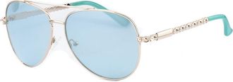 Guess Womens Aviator Sunglasses Gu7724 - Light Blue Metal - One Size