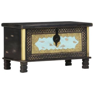 Berkfield Home Storage Chest Black 80x40x45 cm Solid Mango Wood | Size: 80 x 40 x 45 cm