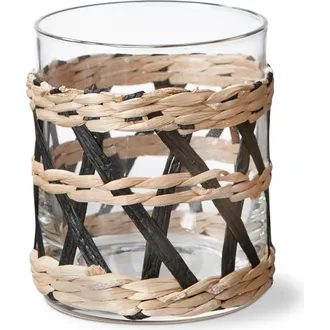 Tag Island Collection Clear Glass DOF Drinkware with Braided Sleeve in Black at Nordstrom