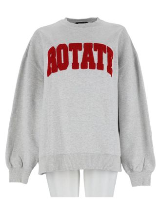 Rotate Grey Gathered Sleeves Relaxed Fit Organic Cotton Sweatshirt