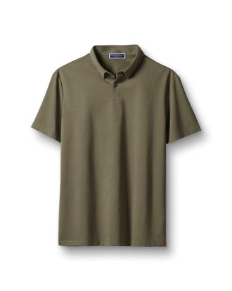 CHARLES TYRWHITT Performance Jersey Cotton Polo - Olive Green Size Large by Charles Tyrwhitt