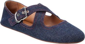 Alaia Ala&iuml;a Criss Cross Denim Ballet Flat