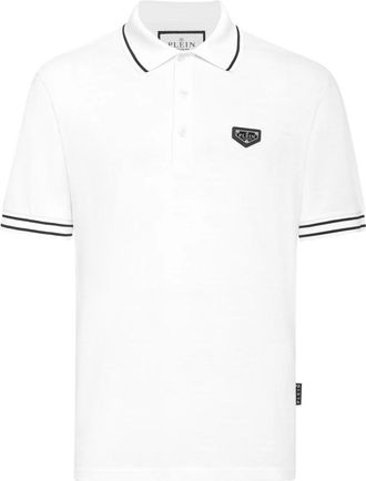 Philipp Plein Jacquard Polo T-Shirt Monogram - Heren - Polos - Wit - 3XL - Katoen - Tops